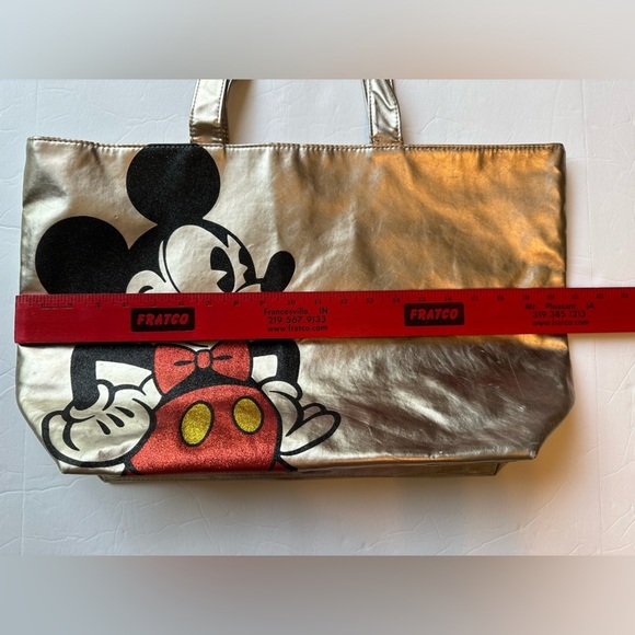 Disney Parks Original Tote Bag Metallic Silver Dual Handles Mickey Mouse - Picture 6 of 11